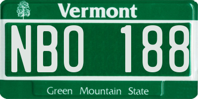 VT license plate NBO188