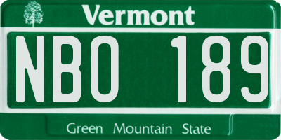 VT license plate NBO189