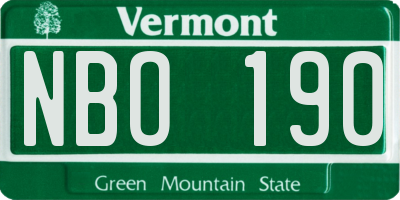 VT license plate NBO190