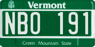 VT license plate NBO191