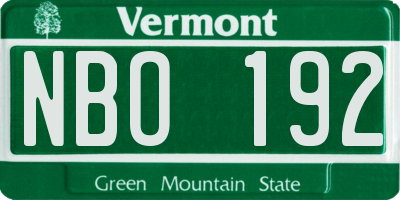 VT license plate NBO192