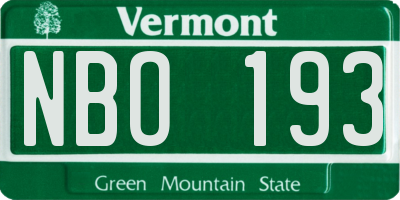 VT license plate NBO193
