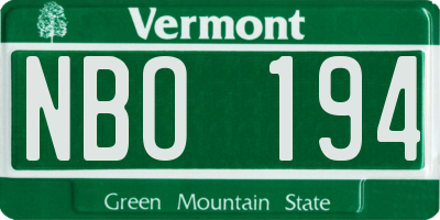 VT license plate NBO194