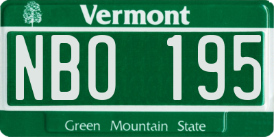 VT license plate NBO195