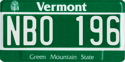 VT license plate NBO196