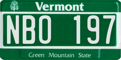 VT license plate NBO197
