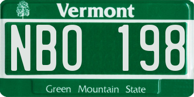 VT license plate NBO198
