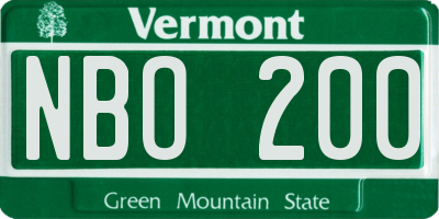 VT license plate NBO200