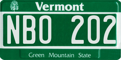 VT license plate NBO202