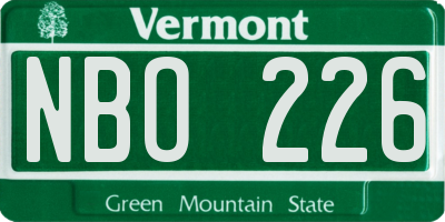 VT license plate NBO226