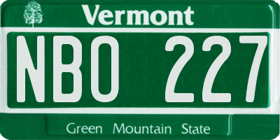 VT license plate NBO227