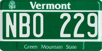 VT license plate NBO229