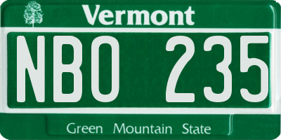 VT license plate NBO235