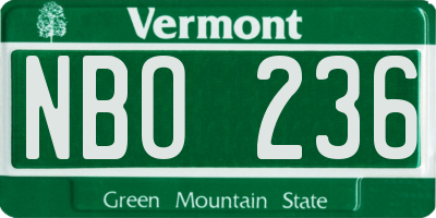 VT license plate NBO236