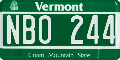 VT license plate NBO244