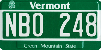 VT license plate NBO248