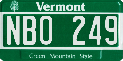VT license plate NBO249