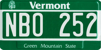 VT license plate NBO252
