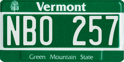 VT license plate NBO257