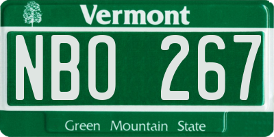 VT license plate NBO267