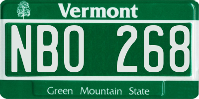 VT license plate NBO268