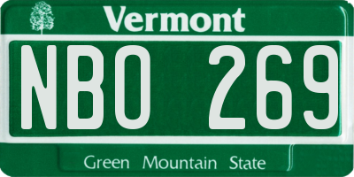 VT license plate NBO269
