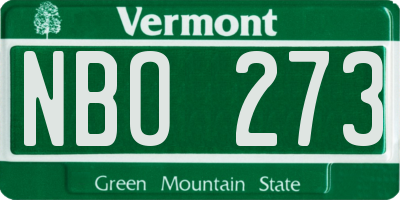 VT license plate NBO273