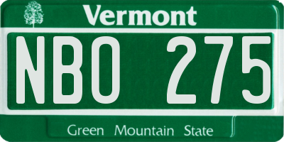 VT license plate NBO275