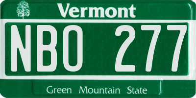 VT license plate NBO277