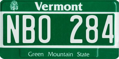VT license plate NBO284