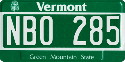 VT license plate NBO285