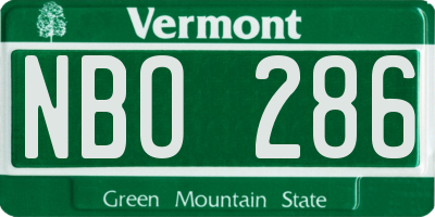 VT license plate NBO286