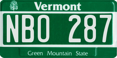 VT license plate NBO287