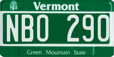 VT license plate NBO290