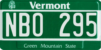 VT license plate NBO295