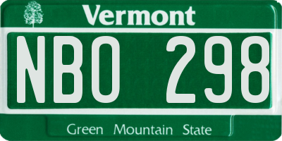 VT license plate NBO298