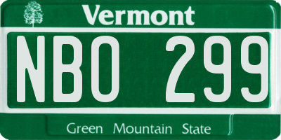 VT license plate NBO299