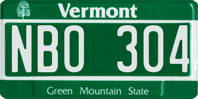 VT license plate NBO304