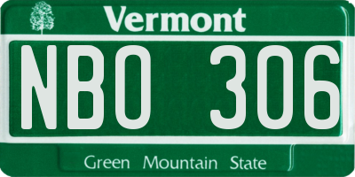 VT license plate NBO306