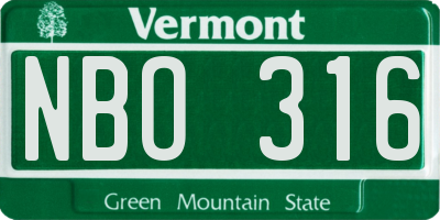 VT license plate NBO316