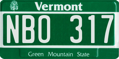 VT license plate NBO317