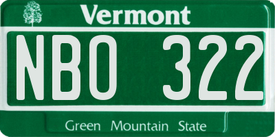 VT license plate NBO322