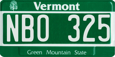 VT license plate NBO325
