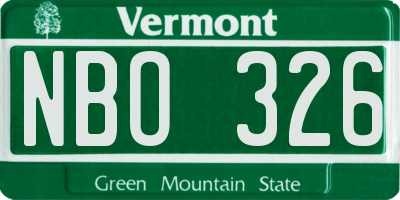 VT license plate NBO326