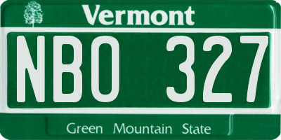 VT license plate NBO327