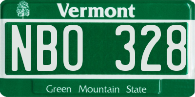 VT license plate NBO328