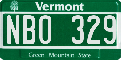 VT license plate NBO329
