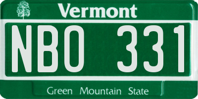 VT license plate NBO331