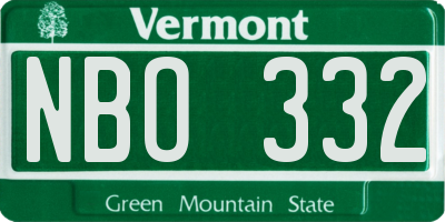 VT license plate NBO332