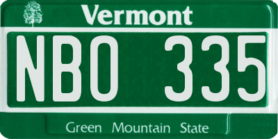 VT license plate NBO335